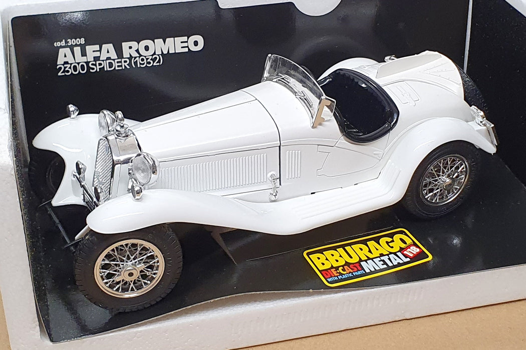 Burago 1/18 Scale Diecast 3008 - 1932 Alfa Romeo 2300 Spider - White