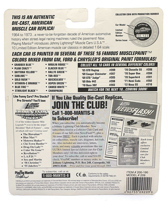 Johnny Lightning 1/64 Scale 200-190 - Muscle Cars 1965 Pontiac GTO - Met. Blue