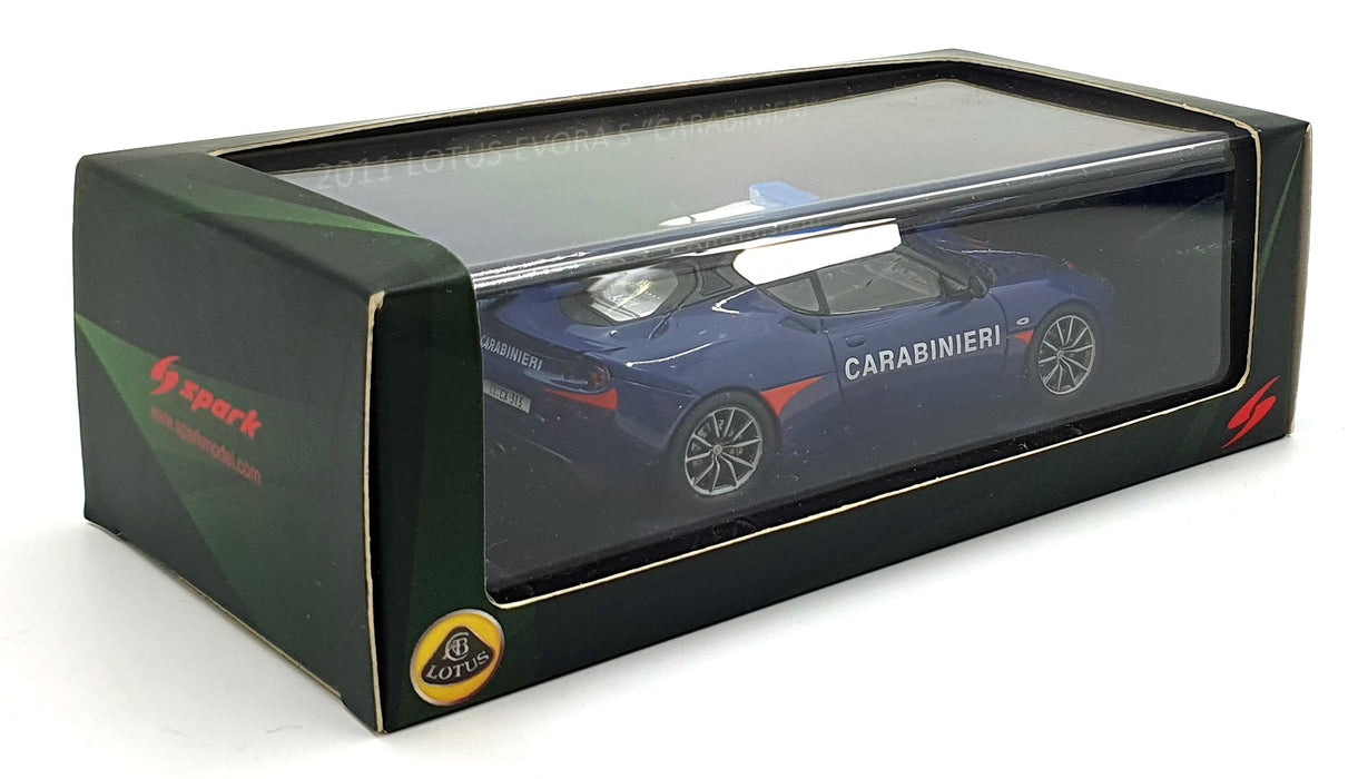 Spark 1/43 Scale S2195 - 2011 Lotus Evora S "Carabinieri" - White/Blue