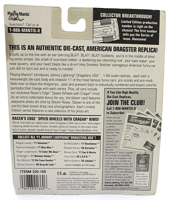 Johnny Lightning 1/64 Scale 320-160 Dragsters USA 1969 Drag-On Lady - S. Shahan