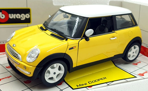 Burago 1/18 Scale Diecast 3379 - Mini Cooper 2000 - Yellow/White Roof