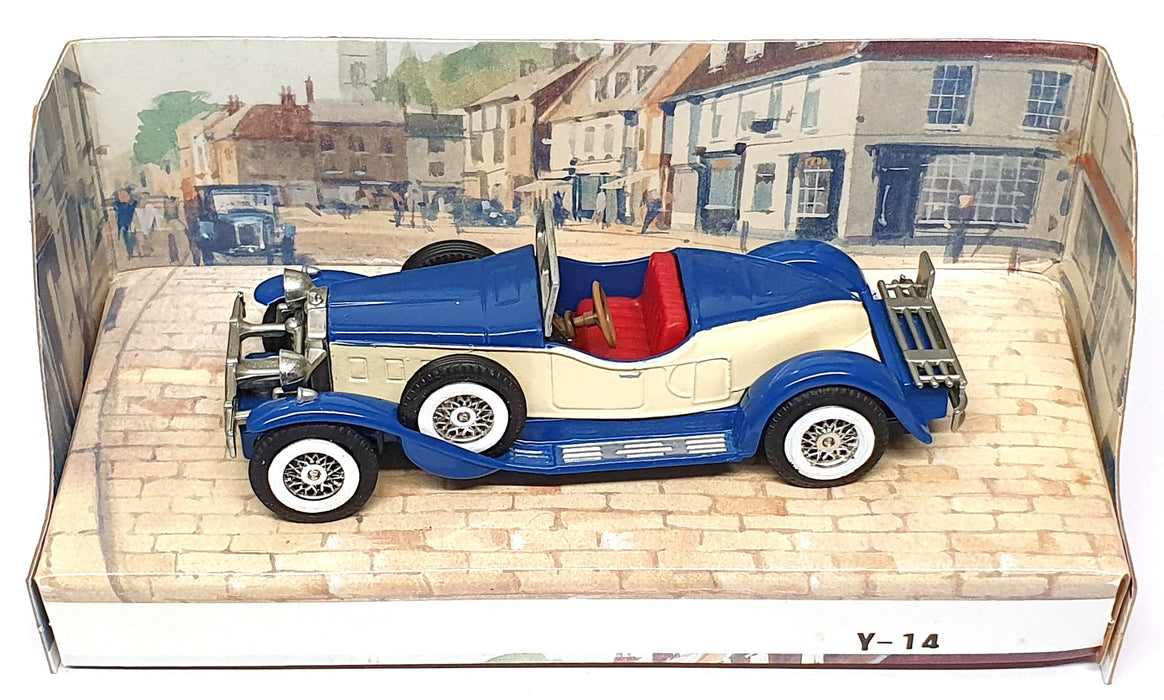 Matchbox Appx 10cm Long Diecast Y-14 - 1931 Stutz Bearcat - Blue/Cream