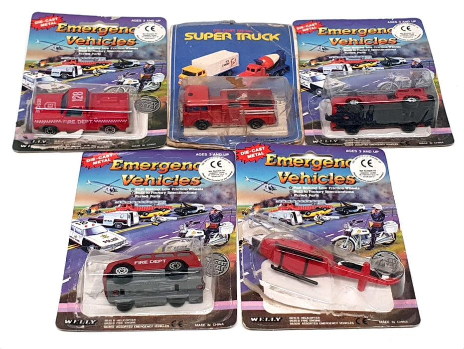 Welly Diecast 5W092 - Assortment Of 5 Fire Vehicles - Red