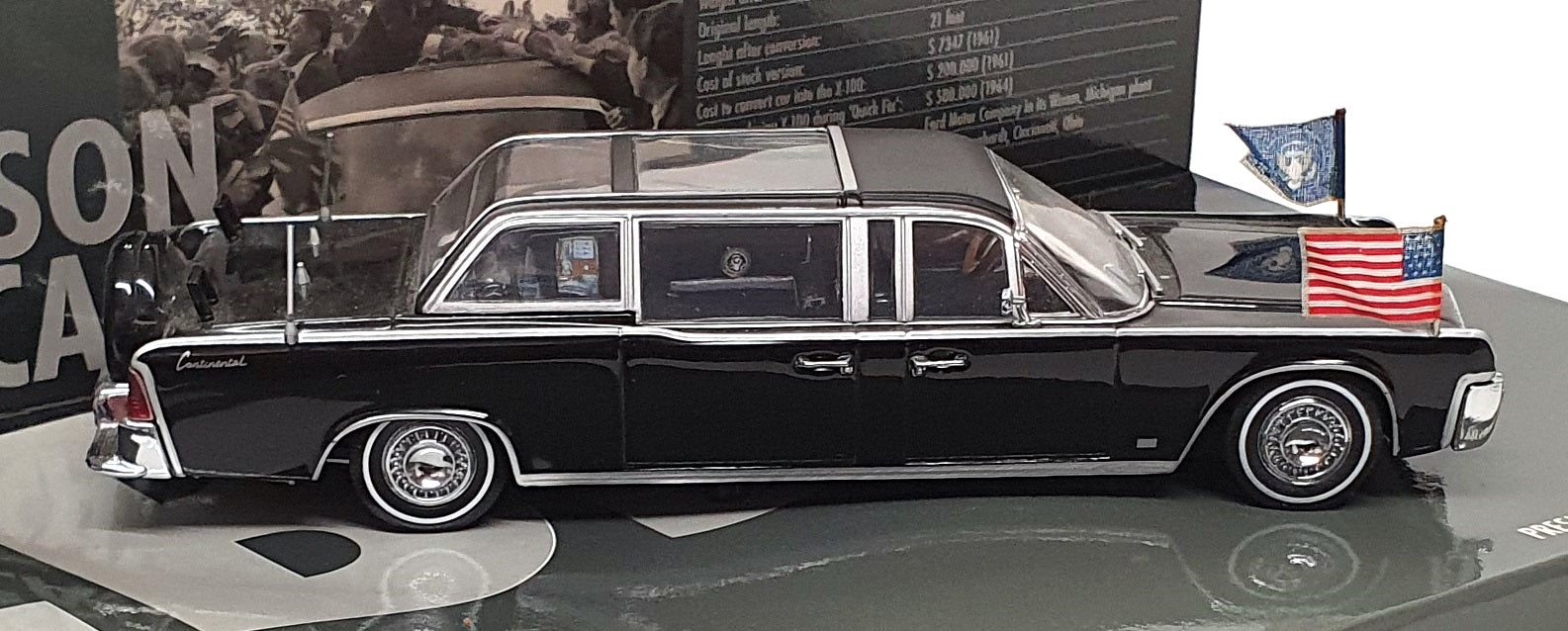 Minichamps 1/43 Scale 436 086101 '64 Lincoln Continental The Johnson Car - Black