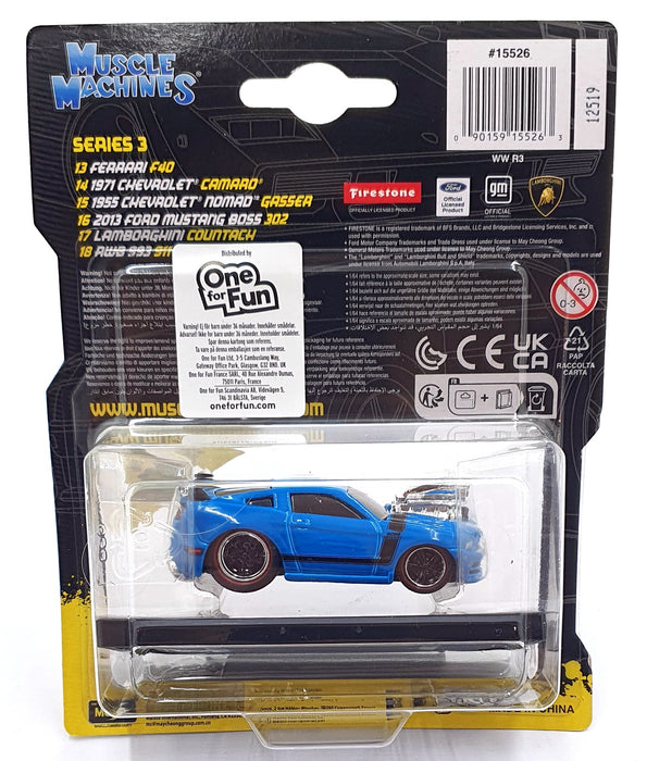 Muscle Machines 1/64 Scale 15526 - 2013 Ford Mustang Boss 302 - Blue