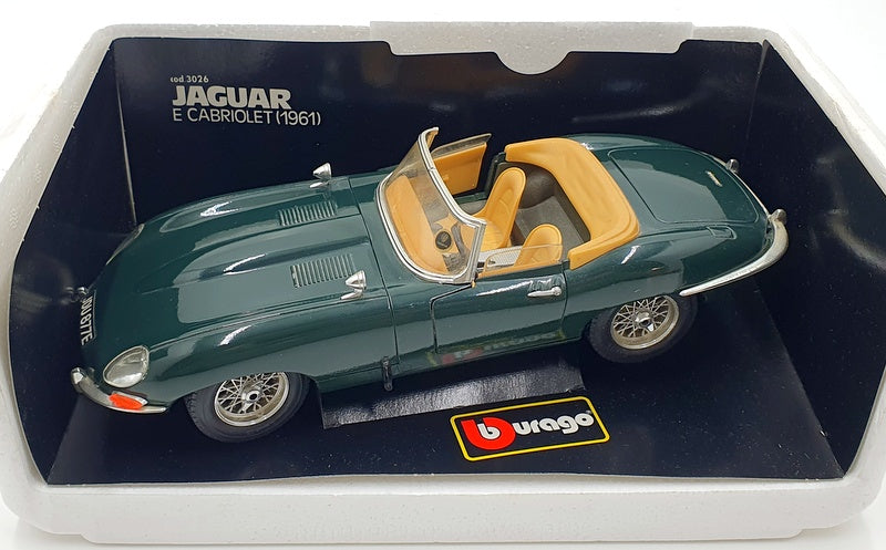 Burago 1/18 Scale Diecast 3026 - 1961 Jaguar E Type Cabriolet - Green
