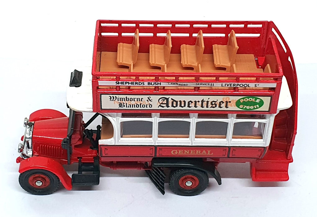 Corgi Apx 15cm Long C858/1 Thornycroft Bus Wimborne & Dorset Advertiser REWORKED