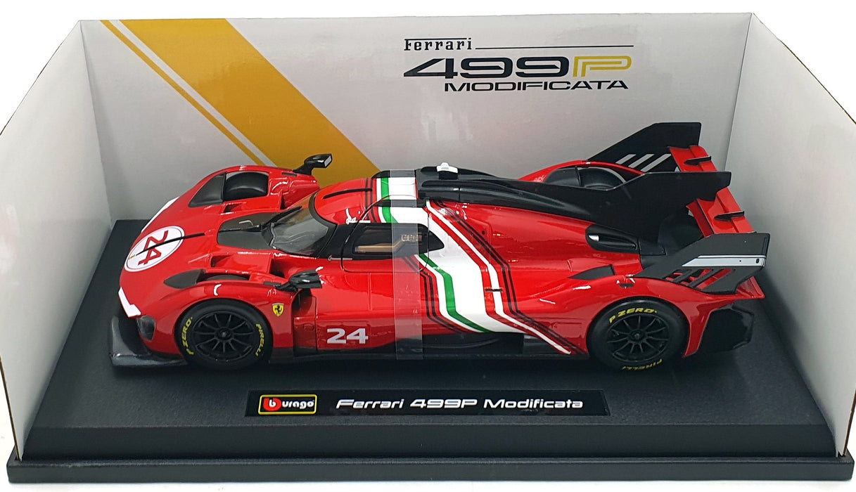 Burago 1/18 Scale 18-16302 - Ferrari 499P #24 Modificata - Red/White