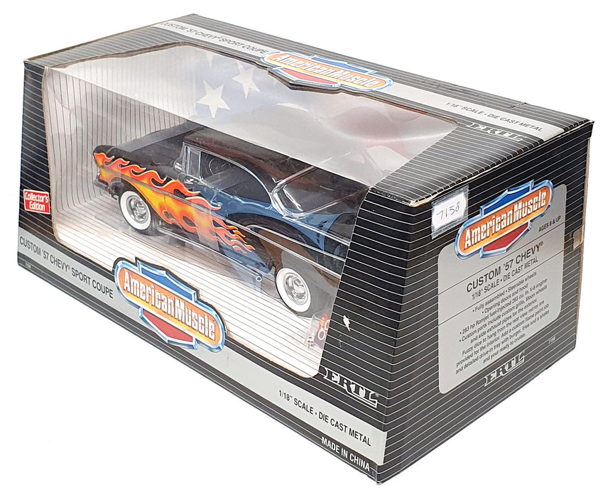 Ertl 1/18 Scale 7158 - Custom '57 Chevy Sport Coupe - Black With Flames
