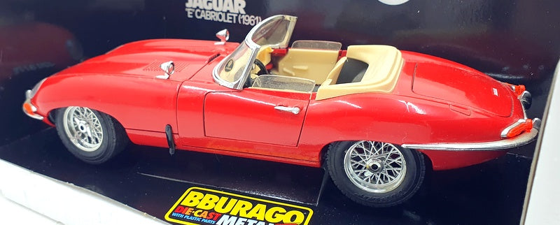 Burago 1/18 Scale Diecast 3016 - Jaguar E Type Cabriolet Red Roadster Red