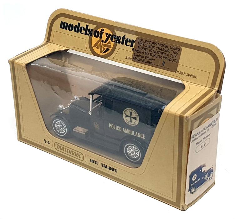 Matchbox 9cm Long Y-5 89 - 1927 Talbot Manchester Police Ambulance 1 of 1000