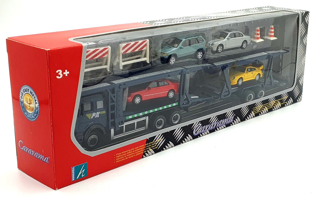 Cararama 1/72 Scale Diecast 000039 - Mercedes Benz Transporter and 4 Cars