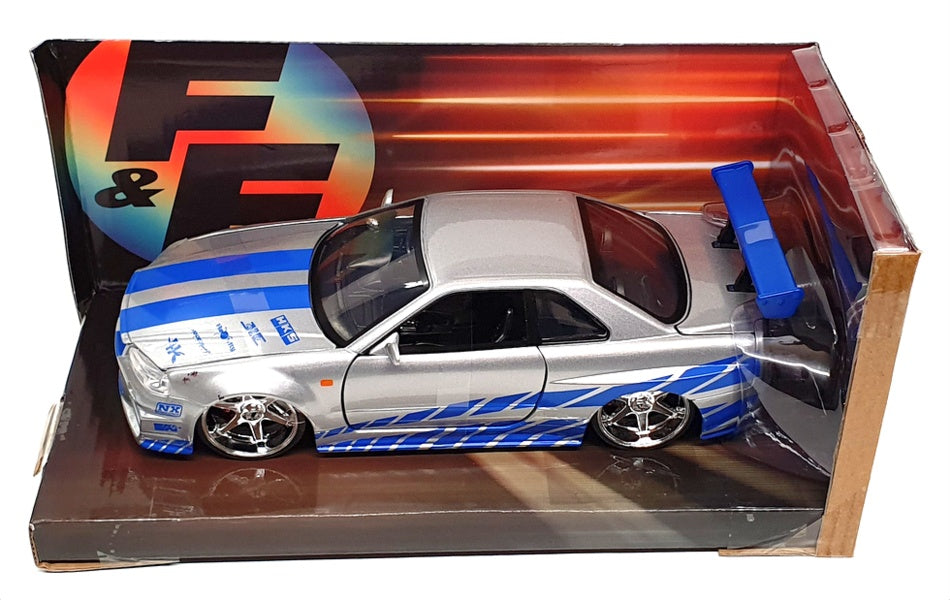 Jada 1/24 Scale 97158 - Fast & Furious Brian's Nissan GT-R (BNR34) Silver/Blue