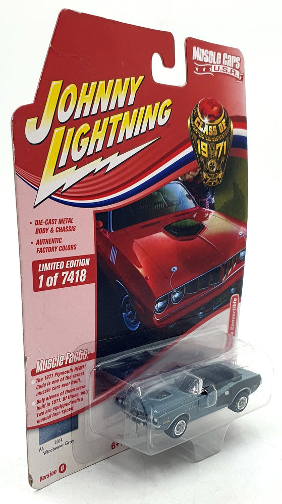 Johnny Lightning 1/64 JLMC026 - 1971 Plymouth Cuda Convertible - Grey