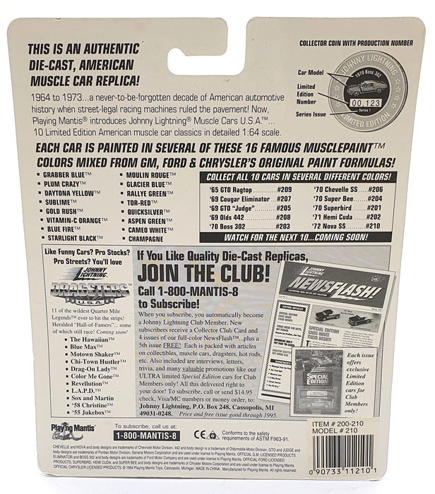 Johnny Lightning 1/64 Scale 200-210 - Muscle Cars 1972 Chevrolet Nova SS