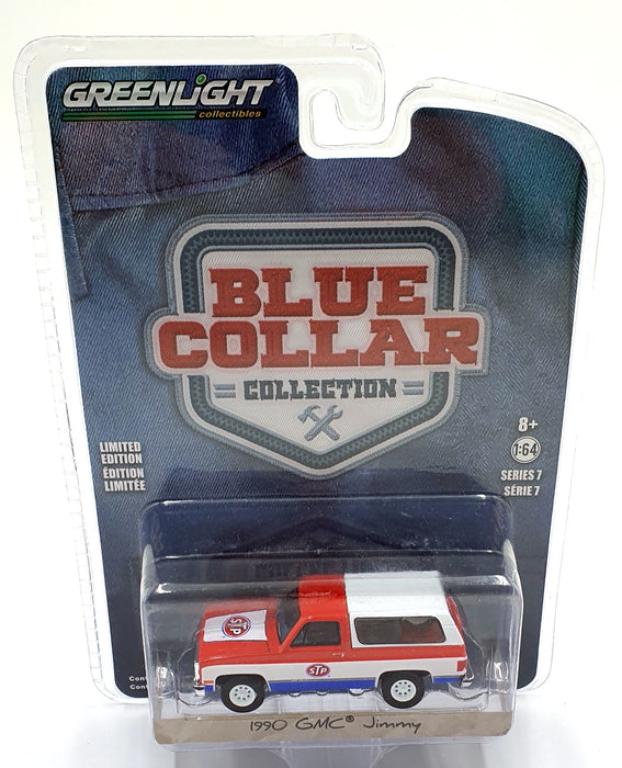 Greenlight 1/64 Scale 35160-D - 1990 GMC Jimmy Blue Collar - Blue/White/Red