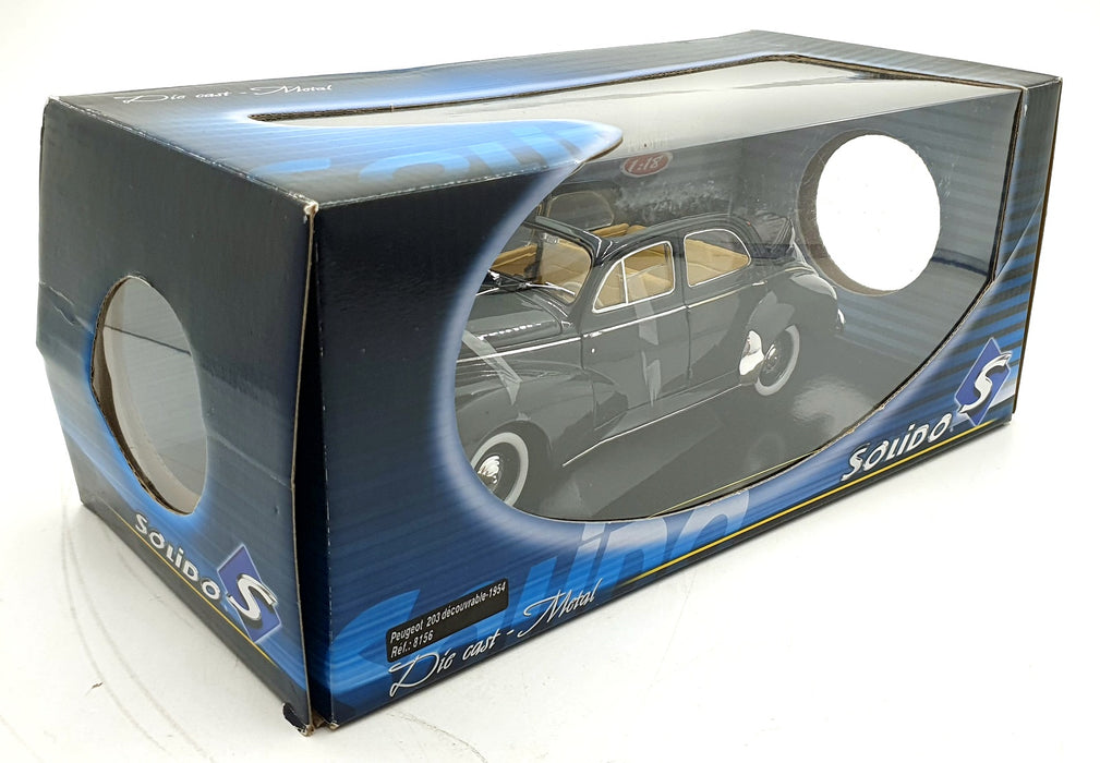 Solido 1/18 Scale Diecast 8156 - Peugeot 203 Decouvrable 1954 - Dark Grey
