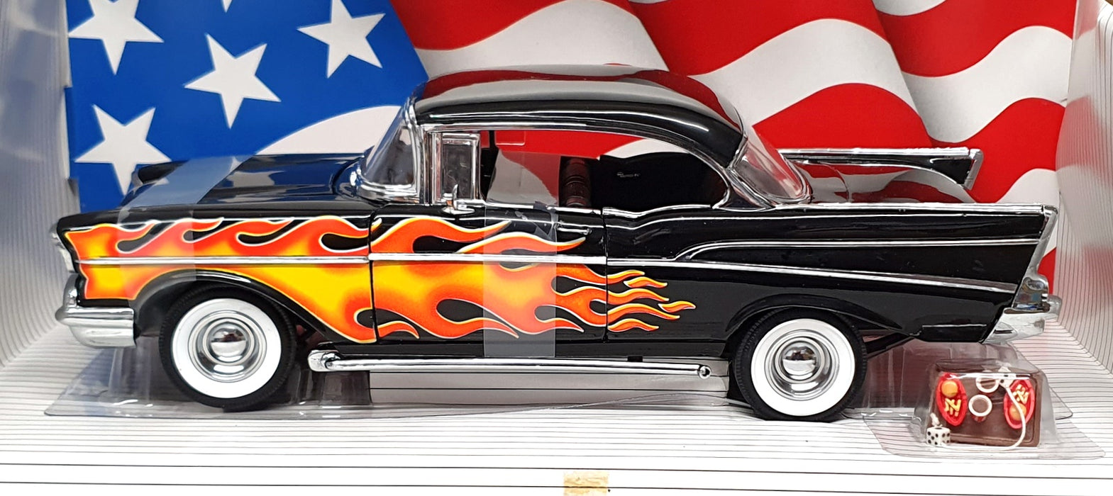 Ertl 1/18 Scale 7158 - Custom '57 Chevy Sport Coupe - Black With Flames