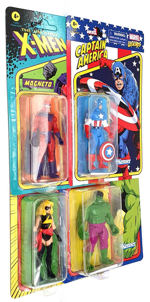 Kenner Marvel Legends - 4x Figures Magneto, Cap. America, Hulk & Carol Danvers