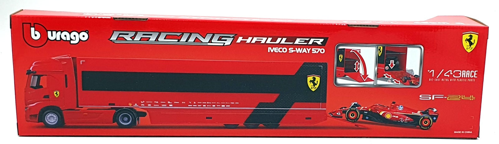 Burago 1/43 Scale 18-36867 - IVECO S-Way 570  Racing Hauler - Ferrari