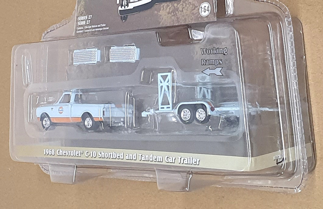 Greenlight 1/64 Scale 32270-A - 1968 Chevrolet C-10 Truck & Tandem Trailer Gulf