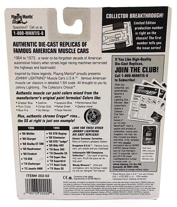 Johnny Lightning 1/64 Scale 202-02 - Muscle Cars 1966 Chevy Malibu - D. Red