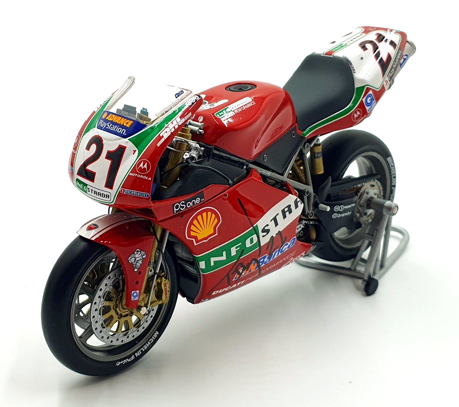 Minichamps 1/12 Scale 122 011221 - Ducati 996 R S.bike 2001 #21 Troy Bayliss