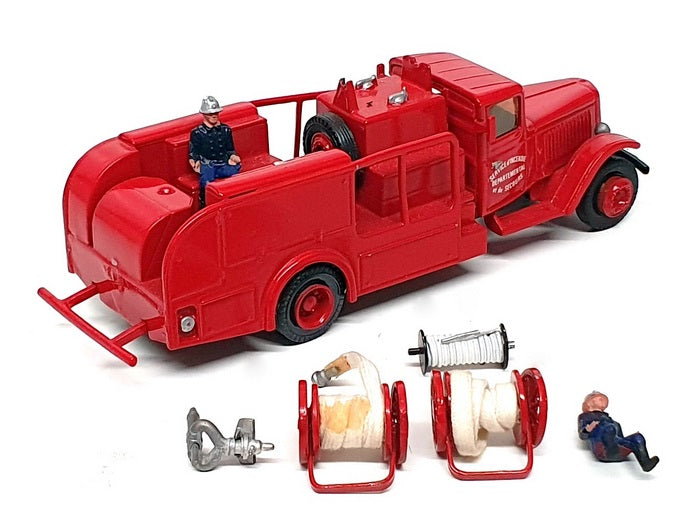 Unknown Brand 16cm Long White Metal FE213 - Citroen ? Fire Truck - Red