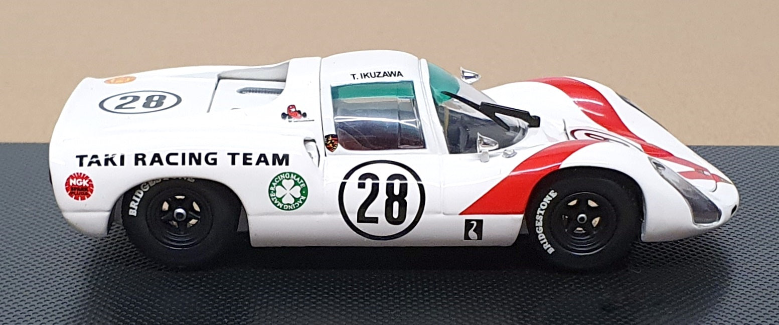 Ebbro 1/43 Scale 638 - Porsche 910 #28 Japan GP 1968 T. Ikuzawa - White/Red