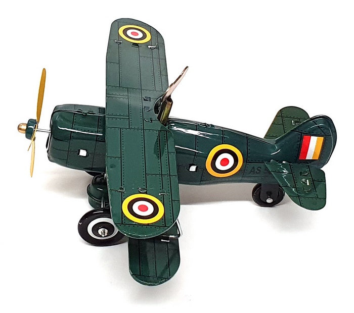 China Brand MS 454 - Curtiss Bi Plane Wind Up Tinplate Aircraft - Green