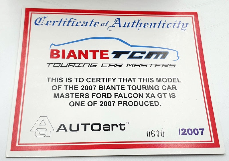 Autoart 1/18 Scale Diecast 80710 Ford Falcon XA GT 2007 Touring Car