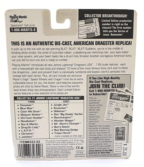 Johnny Lightning 1/64 Scale 323-02 Limited Edition "Big Daddy" Garlits Met. Blue