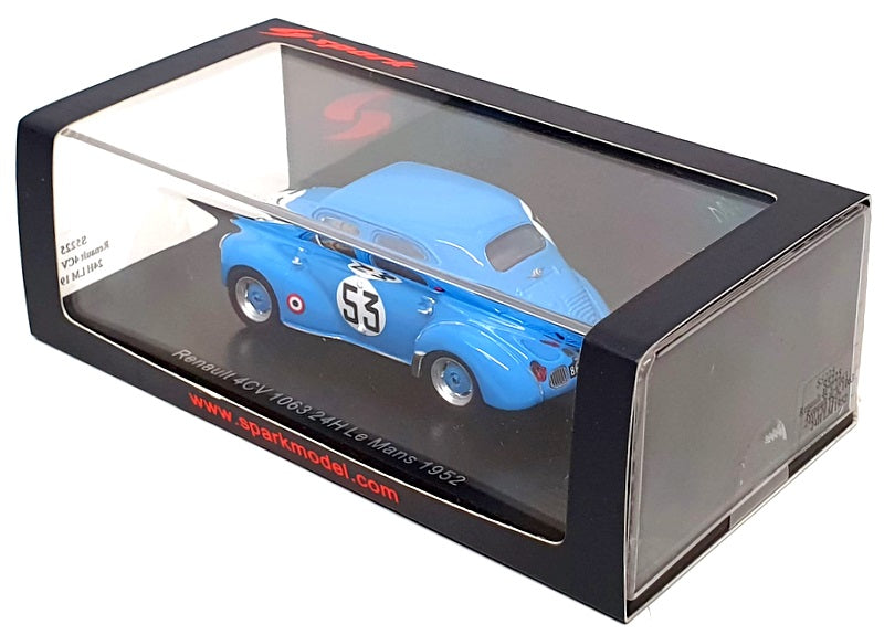 Spark 1/43 Scale S5225 - Renault 4cv 1063 #53 24H Le Mans 1952 - Blue 7427317298310 Spark 1/43 Scale S5225 - Renault 4cv 1063 #53 24H Le Mans 1952 - Blue 7427317298310