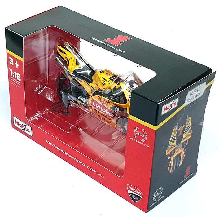 Maisto 1/18 Scale 36396 - Ducati Desmosedici GP 2023 Bagnaia - Yellow