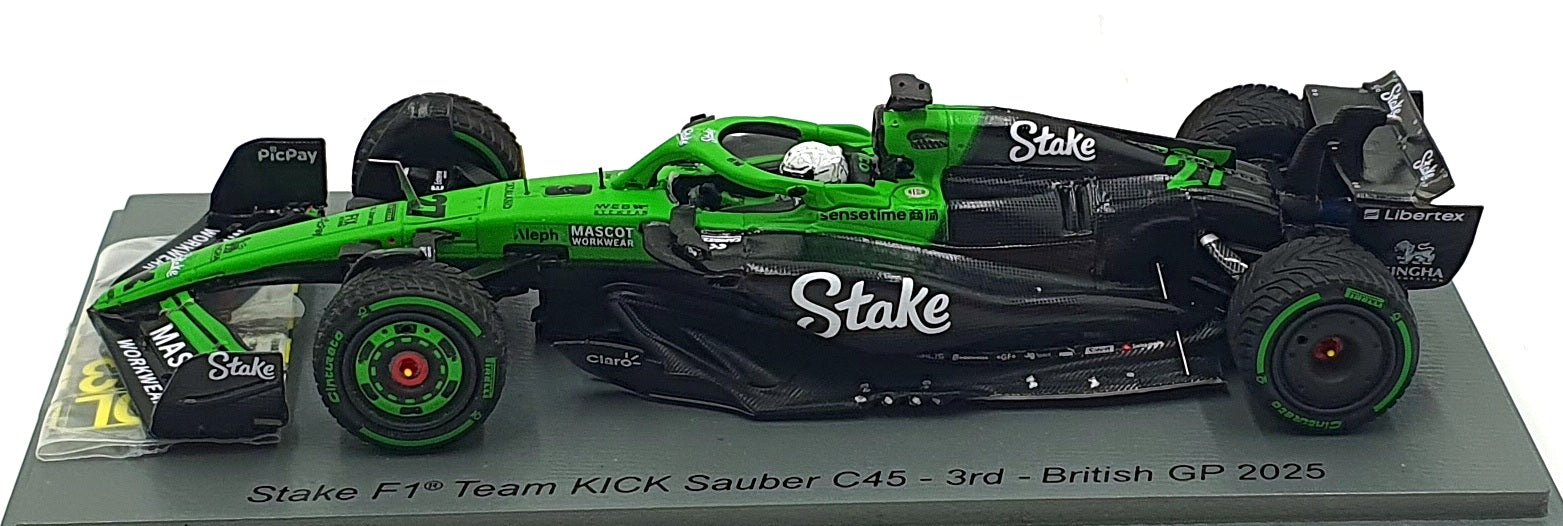 Spark 1/43 Scale S9578 - Stake F1 Team KICK Sauber C45 #27 3rd British GP 2025