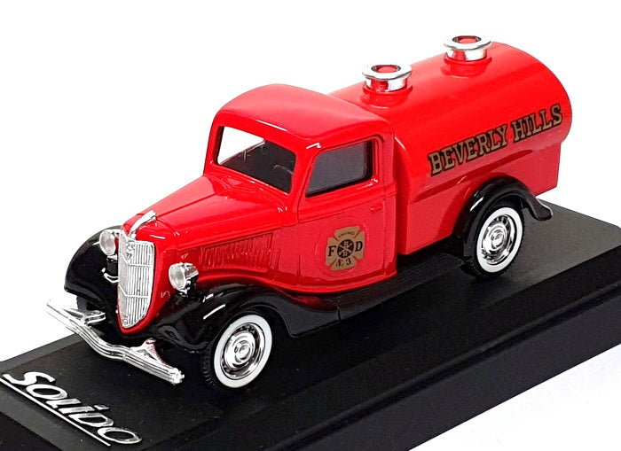 Solido 1/43 Scale 4434 - Ford V8 Fire Tanker Truck Beverly Hills - Red