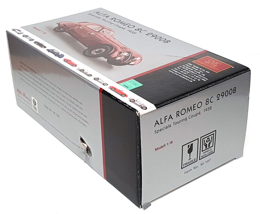 CMC 1/18 Scale M-107 - 1938 Alfa Romeo 8C 2900B Special Touring Coupe - Burgundy
