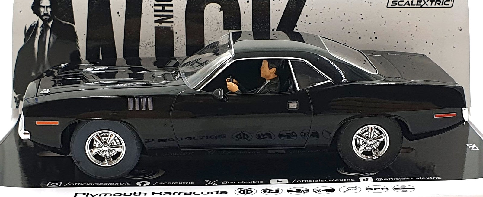 Scalextric 1/32 Scale Slotcar C4595 - Plymouth Barracuda - Wick