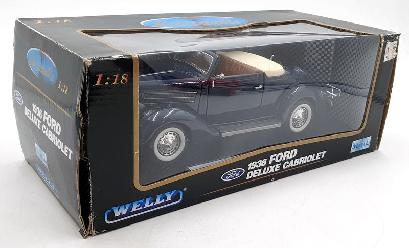 Welly 1/18 Scale Diecast 9867W - 1936 Ford Deluxe Cabriolet - Blue