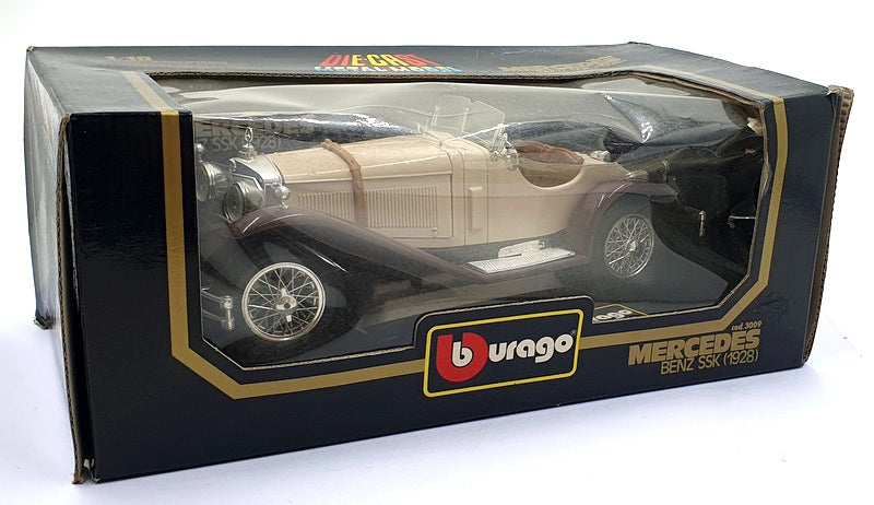 Burago 1/18 Scale Diecast 3009 - Mercedes Benz SSK 1928 - Cream/Brown