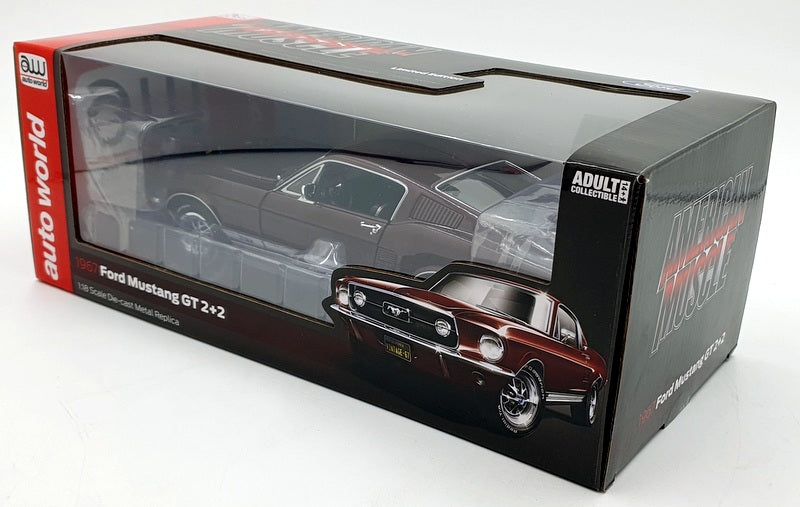Auto World 1/18 Scale AMM1309/06 - 1967 Ford Mustang GT 2+2 - Burgundy