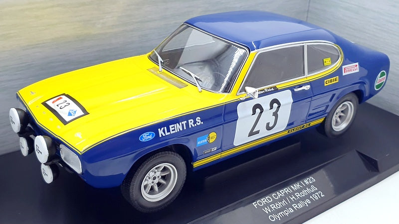 Model Car Group 1/18 Scale Diecast MCG18296R Ford Capri MK I #23 Olympia 1972