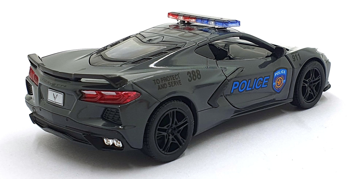 Kinsmart 1/36 Scale Pull Back & Go TY0109 - 2021 Corvette Police Car - Grey
