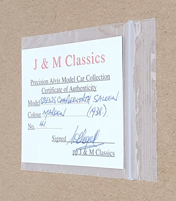 J&M Classics 1/43 Scale JM103 - 1938 Alvis Speed 25 Charlesworth Saloon - Maroon