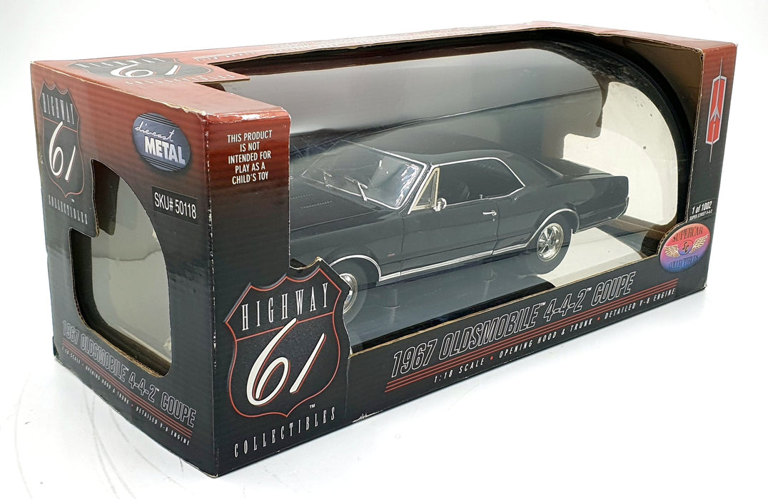 Highway 61 1/18 Scale 50118 - 1967 Oldsmobile 4-4-2 Coupe - Black