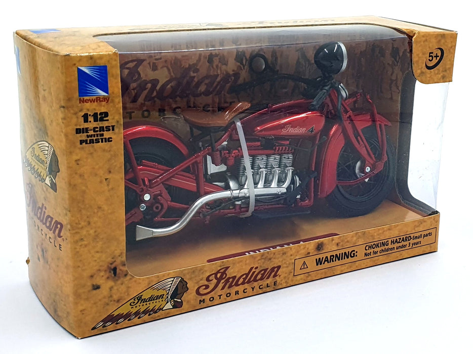 New Ray 1/12 Scale Diecast 58223 - Indian 4 Motorcycle - Met. Red