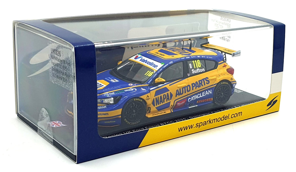 Spark 1/43 Scale UK026 - NAPA Racing UK Ford Focus BTCC #116 1st and 2nd 2025