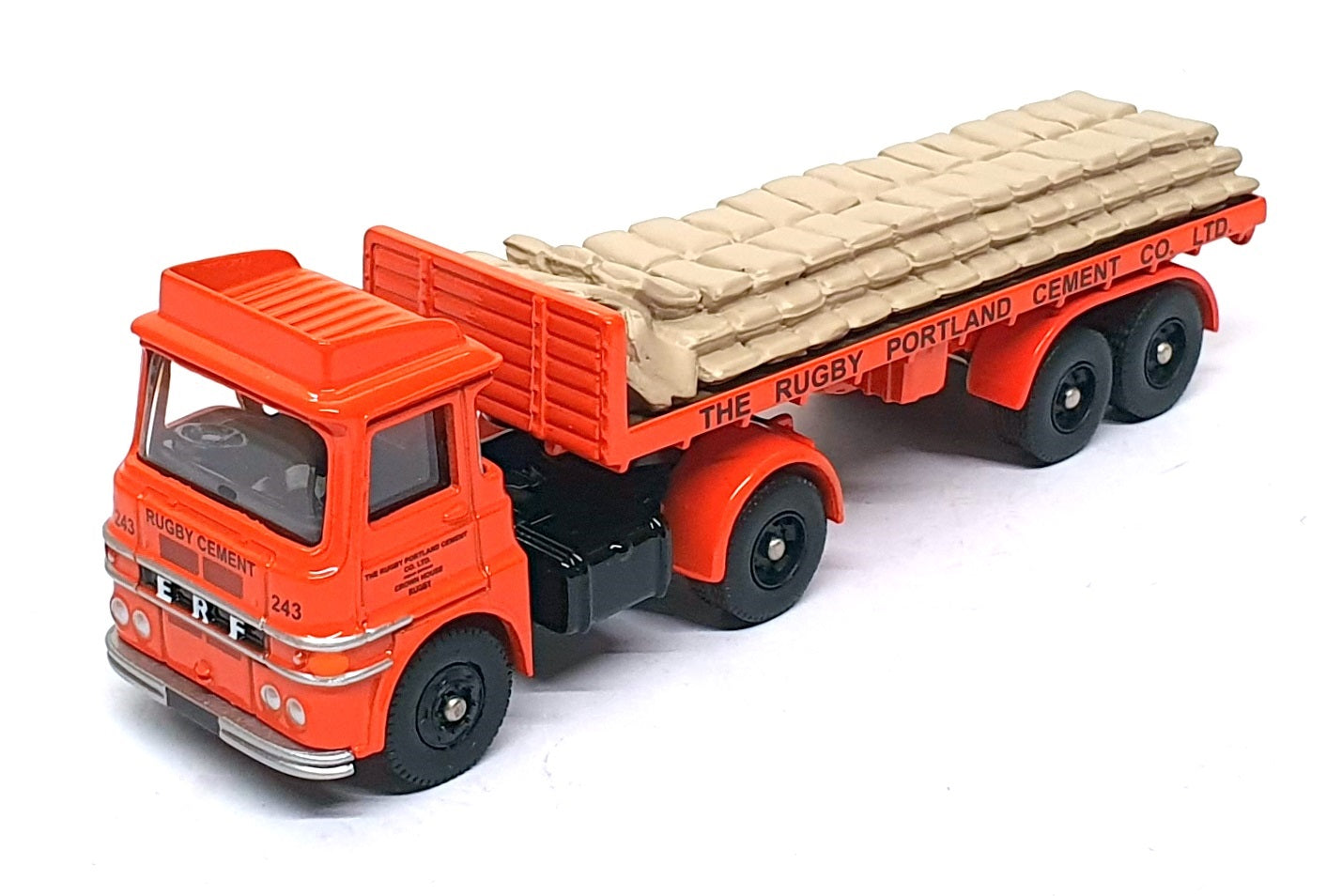 Corgi 1/76 Scale DG186013 - ERF LV Flatbed Trailer Rugby Cement - Orange