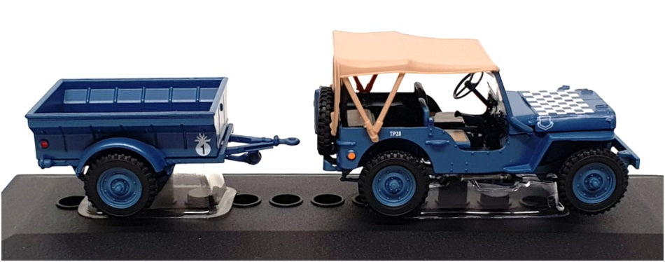 Cararama 1/43 Scale 00146 - Jeep CJ-2A Airport Dispersal Guidance - Blue