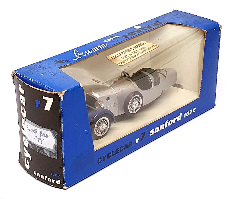 Brumm 1/43 Scale Diecast R7 - 1922 Sanford Cyclecar #15 - Silver/Blue